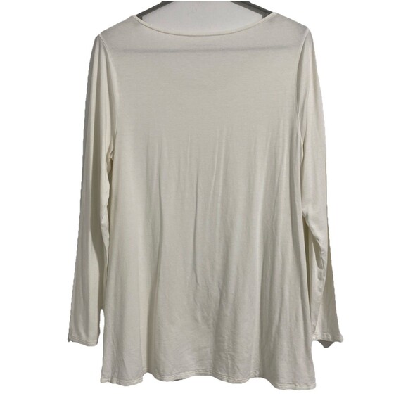 Soft Surroundings Shirt Women's M 8 10 Off White Ivory Long Sleeve Tunic T-shirt - Picture 2 of 4